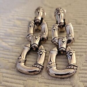 John Hardy Bamboo 925 Silver Chain Link Earrings